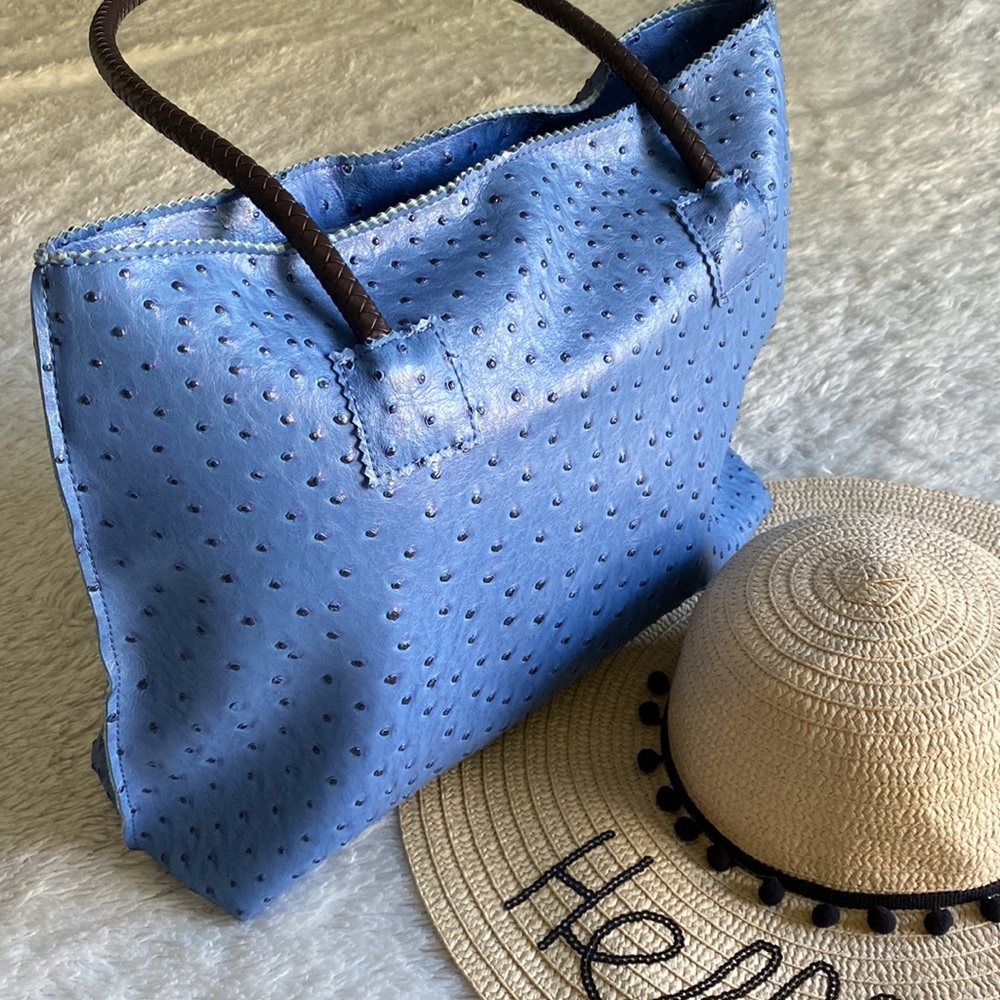 Ostrich Embossed TossItAllIn Tote Gem